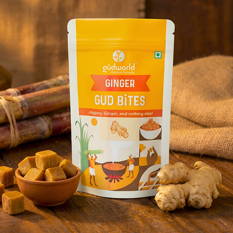 Ginger Gud Bites (125g x Pack of 3) I Jaggery Cubes infused with real ...