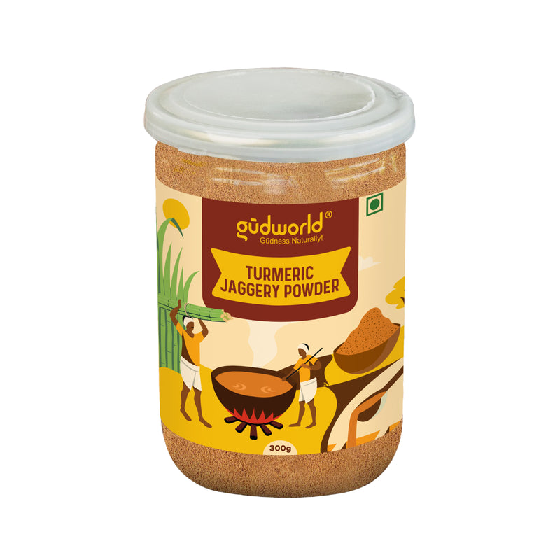 Turmeric Jaggery Powder 300g l Fine Jaggery Powder infused with real Turmeric